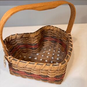 Longaberger Heart Shaped Woven Splint Basket Wood Handle Be True To Yourself